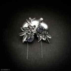 Srebrne kolczyki kwiatowe z szafirami artymateria, szafir biżuteria - kobiece
