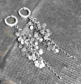 Kolczyki - srebrne listki treendy wiszące, długie, na prezent, metaloplastyka srebro