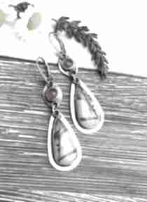 Jaspis wyszukany - srebrne z jaspisem ewasko kolczyki, eleganckie dla kobiety, unikalny prezent