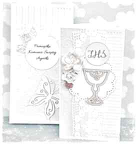 Pamiątka komunii świętej - personalizacja scrapbooking kartki wrzosowisko, komunijna, z okazji