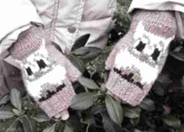 Rękawiczki dziecięce różowe mitenki białe sowy kolorowe dla dziewczynki chłopiec prezent