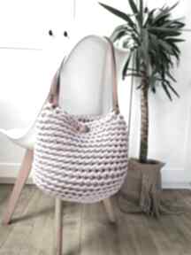 Torba boho wave bag - brudny różowy na babemi love ramię, róż, typu worek, luźno tkana