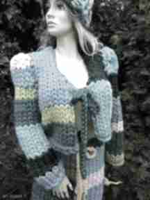 Wielokolorowy patchworkowy kardigan grube sploty swetry linen time sweter, giant knitting