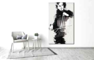Obraz XXL z 1 - 70x120cm na płótnie ale obrazy kobieta, wiolonczela, muzyka, designe