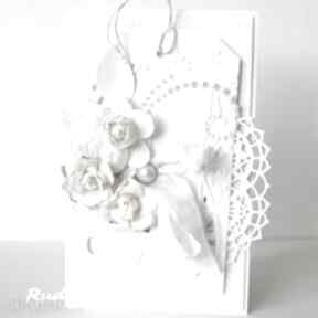 Romantyczna biel scrapbooking kartki rudlis życzenia, imieniny, urodziny, ślub