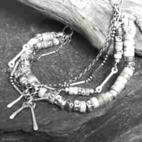 Bransoletka ze srebra i chryzoprazów treendy chryzopraz, oksydowane, biżuteria autorska