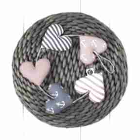 Sercowa girlanda, 5 serc dekoracje myk studio bawełniane serca, marynarski styl, morska