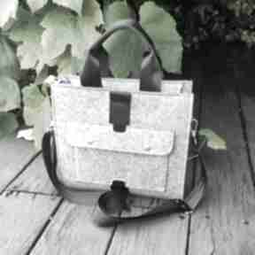 Designerska ver 2 - szara mała mini beltrani filcowa, listonoszka, damska torebka, na ramię