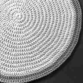 ze sznurka bawełnianego biały z szarym 120 cm nitkowe love dywan, chodnik, sznurek, szydełko