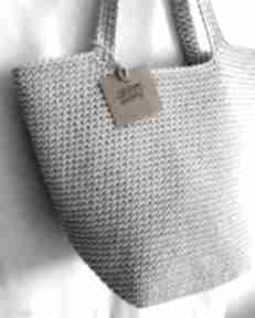 Sznurkowa torba w ecru kolorze torebki ręczne sploty ze sznurka, modna, na szydełku, ramię