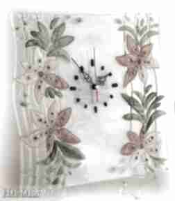 Artystyczna kompozycja ze szkła - zegar "delikatne kwiaty" zegary natali - dom