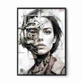 ex machina portret - format A4 hogstudio plakat, plakaty, abstrakcja, kolorowy, kobieta