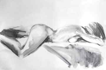 Nude - 100x70 galeria alina louka kobieta szkic, obraz, duży, zmysłowy czarno