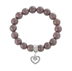 Bordeaux jade with heart serce jadeit bransoletka gumce