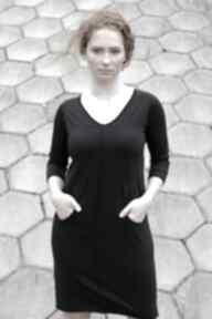 Mała czarna, sukienka bawełniania navahoclothing wizytowa, na codzień, bawełniana, z dekoltem