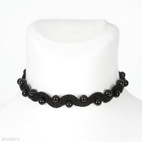 Choker markizy naszyjniki dobrzykowska, koronkowy, szydełkowy, elegancki, czarny