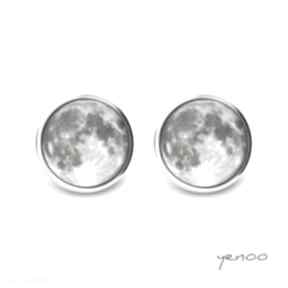 Kolczyki - księżyc sztyfty, grafika yenoo, wkrętki, prezent