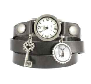 Bransoletka, zegarek - jeleń 2 brązowy, skórzany lili arts, prezent