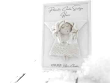Mini oryginalny prezent na chrzest dla dziewczynki pokoik dziecka angel style anioł w ramce