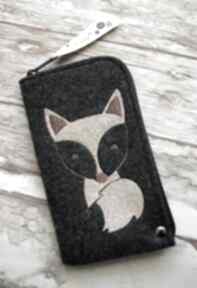 Filcowe etui na telefon - lisek happy art pokrowiec, smartfon, fox, haft, prezent, modne