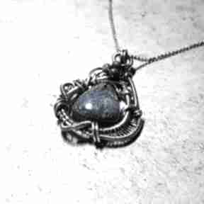 Azuryt - kamień niebios s174 naszyjniki jan art, srebrny, wire wrapping