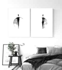 Zestaw 2 50x70 cm wykonanych ręcznie, czarno biała - 2556215 plakaty art krystyna siwek obraz