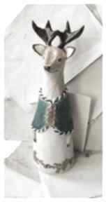 Upominek: renifer w świątecznym kubraczku ceramika wylęgarnia pomysłów