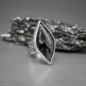 Łza "edennil" branicka art srebrny pierścionek, pietersite, rozmiar regulowany, srebro oksyda