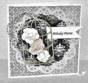 scrapbooking kartki wrzosowisko ślub, ślubna, vintage, klatka