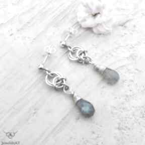 Kropelki niebieskości - jewelsbykt srebrne kolczyki, wiszące, nowoczesna, biżuteria