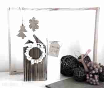 Pomysł na upominki święta! 2 domki z wiankiem dekoracje świąteczne wooden love, domek, wianek
