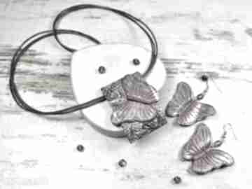 Komplet biżuterii "motyle" kameleon, motyl, kolczyki zawieszka na prezent
