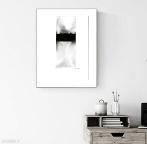 Grafika A4 malowana ręcznie, minimalizm, abstrakcja czarno biała dom art krystyna siwek obrazy