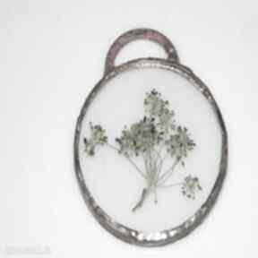 Miedziany wisior roślinki estera grabarczyk, unikalny biżuteria, unikatowa szklany