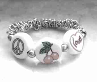 Love, and judith bijoux peace, cherry, metal, ceramika, bransoletka