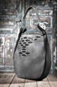 Torebka torba ręcznie wykonana na ramię navaho clothing, szara, niepowtarzalna, prezent