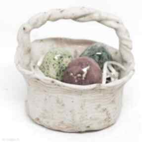 Koszyk wielkanocny ceramika handmade 3 jaja gratis dekoracje iguana art