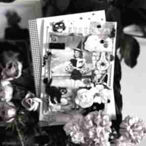 Kartka halloween na każdą okazję scrapbooking wirginia bryll koty, vintage, prezent, kwiaty
