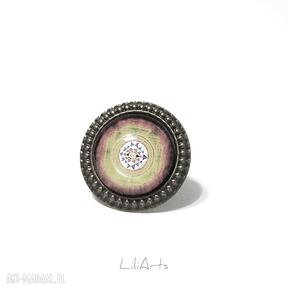 shri antyczny brąz lili arts pierścionek, mandala, yantra, retro, unikatowy