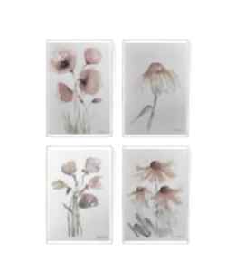cztery formatu A5 paulina lebida kwiaty, papier, akwarela, farby