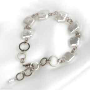 Złocona bransoletka z naturalnymi perłami c920 artseko perłowa, dla babci - elegancka