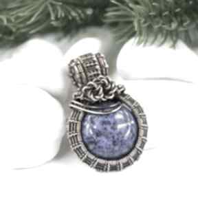 Wisiorek z lapis lazuli wisiorki blue pearl art wire wrapping, dla niej, biżuteria na prezent
