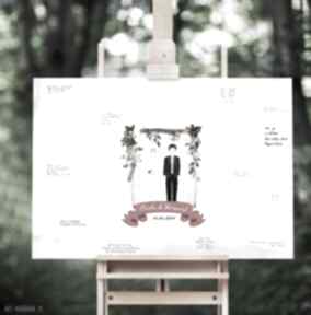 Alternatywna księga gości obraz na płótnie 50x70 cm - baldachim boho kreatywne wesele ślub