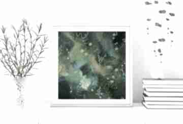 Abstrakcyjny obraz, grafika 30x30 cm rainy forest annsayuri art ręcznie malowany, do ramki