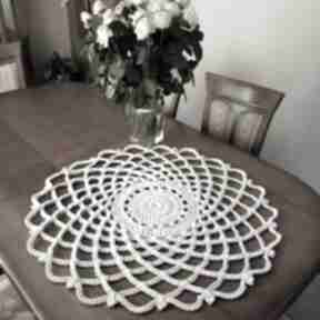 Serweta ażurowa na stół ze sznurka bawełnianego 80cm podkładki misz masz