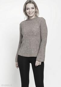 Sweter z delikatną stójką, swe175 mocca mkm swetry, jesień, miękki