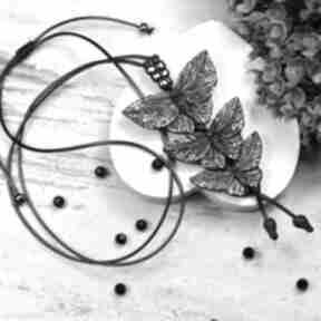 Czarne motyle - długi wisiorek, regulowany wisiorki kameleon, motyl, duży wisior, biżuteria