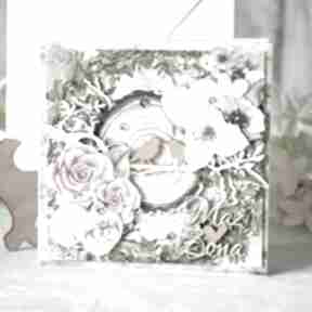 Kartka na ślub rocznicę - mąż i żona 3 scrapbooking mały koziołek, ślubna, boho