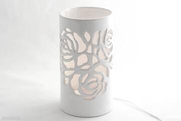Lampa ceramiczna róża led reniflora, ceramika artystyczna oświetlenie