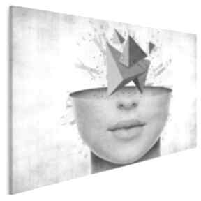 Obraz na płótnie - surrealizm twarz 120x80 cm 56401 vaku dsgn, głowa, trójkąt, zegar